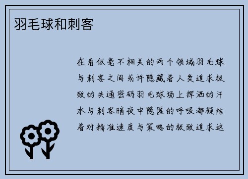 羽毛球和刺客